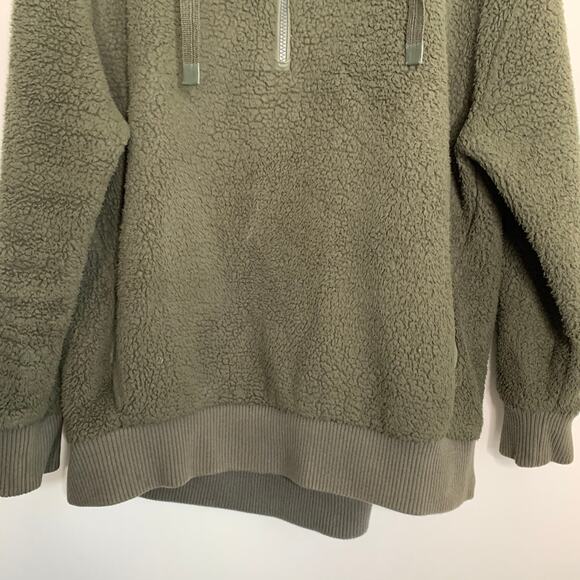 Athleta Talus Olive Green Sherpa 1/2 Zip Pullover Jacket Womens Large - Picture 12 of 16